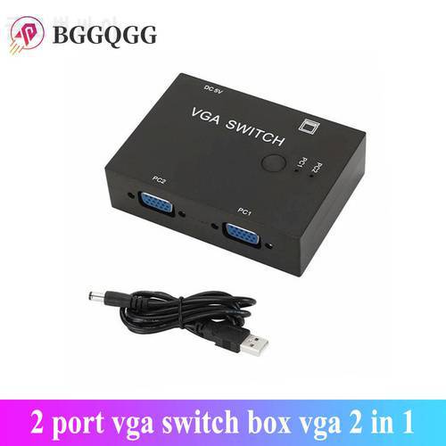 HOT 2 In 1 Out Switcher 2 Port VGA Switch Box VGA for Consoles Set-top Boxes 2 Hosts Share 1 Display Notebook Projector Computer