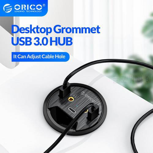 ORICO Desktop Grommet USB 3.0 HUB Type C High Speed Splitter Card Reader Headphone Mircophone Adapter For Computer Accessories