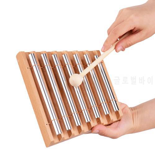 7-Tone Wooden Chimes with Mallet Percussion Instrument for Prayer Yoga Meditation Musical Chime Toy for Children Teachers
