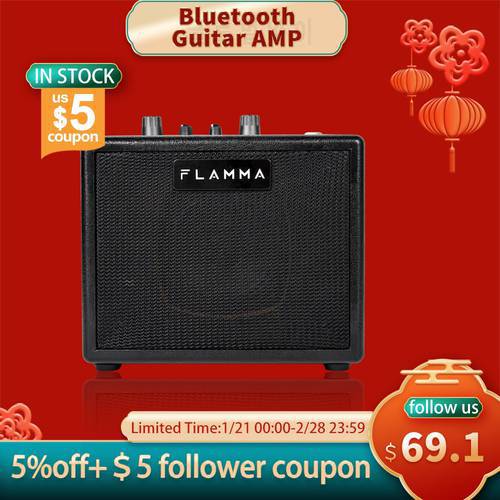 FLAMMA FA05 Electric Guitar Amplifier Amp Bluetooth Combo Amplifier Speaker Mini Portable with 7 Preamp Models 40 Drum Machine