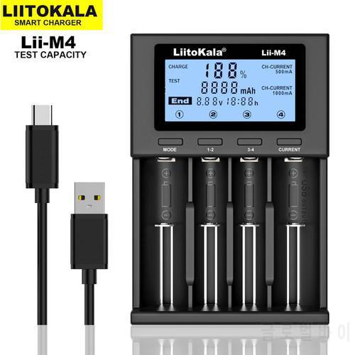 LiitoKala Lii-M4 18650 Charger, LCD Display Universal Smart Charger Test capacity for 26650 18650 21700 18500 AA AAA etc 4slot