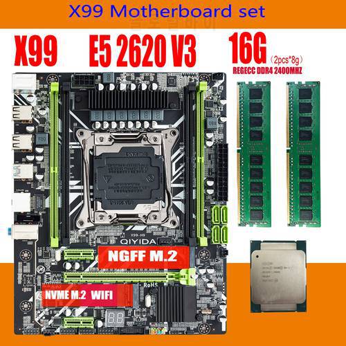 Qiyida ED4 LGA2011-3 motherboard set E5 2620V3 1x16GB DDR4 REGECC memory cpu combo kit PCI-16 USB3.0 Server M-ATX