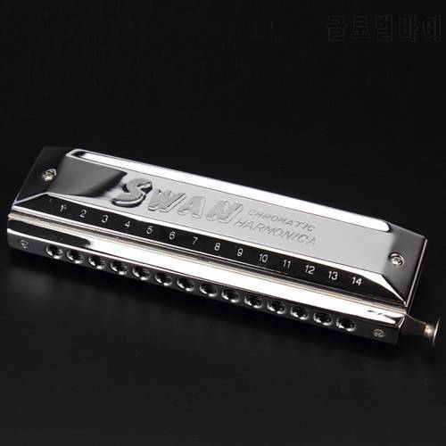 Swan Chromatic Harmonica 14 Holes 56 Tone Mouth Organ Instruments Key Of C ABS Comb Harp Professional Musical Instruments SW1456