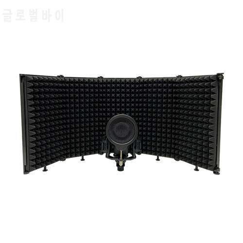 Adjustable Microphone Shield Isolation Reflection Filter Portable Vocal Booth 5 Panel Design