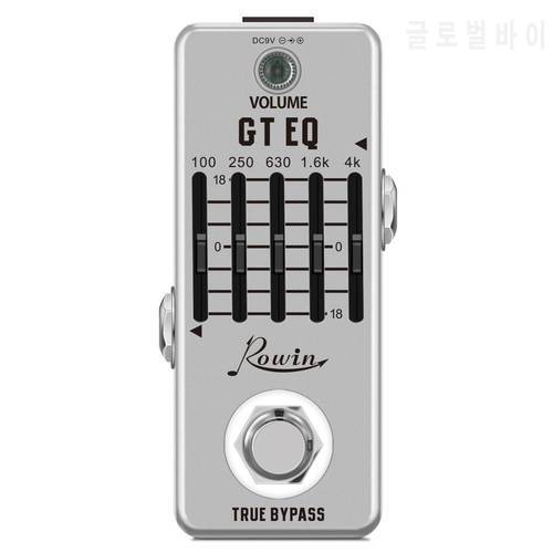 Rowin LEF-317A Guitar EQ Pedal 5-Band Parametric Equalizer Frequency Compensator ± 18dB Range Mini Size True Bypass