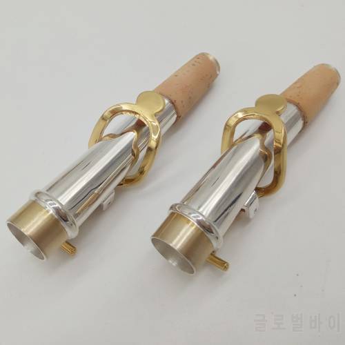 De Xin Bb Soprano Saxophone Necks Straight Curved Professional Sax Necks Brass Accessories Silvering Gold lacquer Keys