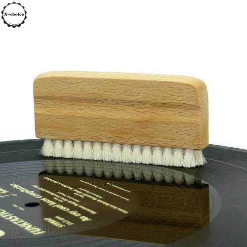 LP Vinyl Record Cleaning Brush Anti-static Goat Hair Wood Handle Brush Cleaner for Cd Player Turntable