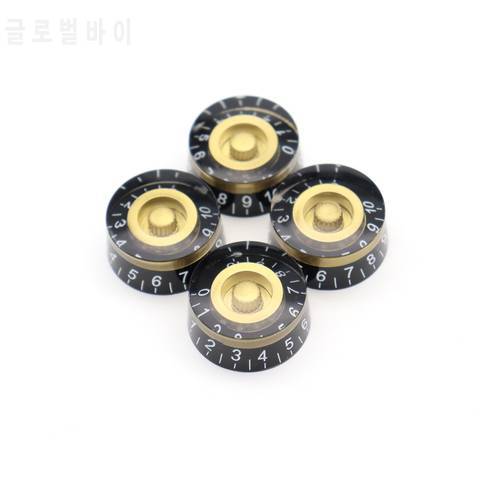 4Pcs Electric Guitar Knobs Black Gold Speed Volume Tone Speed Control Knobs for Les Paul Strat Style Guitar Bass Parts Replaceme