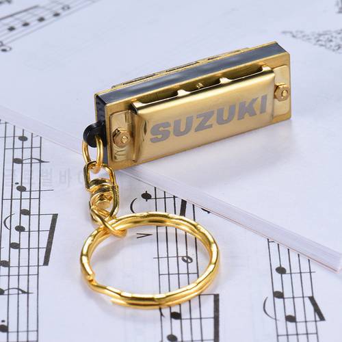 Harmonica Mini 5 Holes 10 Tone Harmonica Keychain Key of C Golden Protable Harmonica Music In Stock Fast Shipping Wholesale