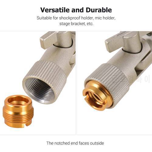Microphone Screw Adapter 3/8 Inch Female to 5/8 Inch Male Threaded Nut Screws for Micphone Stand Clamp Gold Color Pack of 2pcs