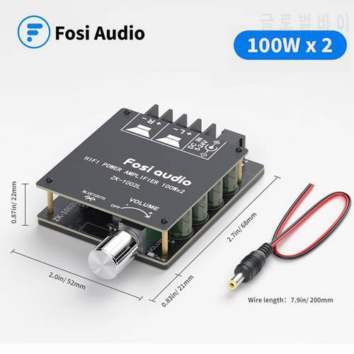 Fosi Audio Bluetooth 5.0 Digital Amp Module 100Wx2 Wireless Stereo Power Audio Amplifier Board ZK1002L