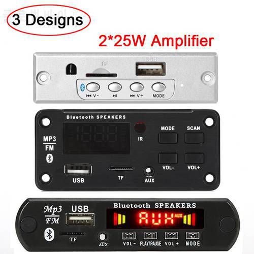 2*25W 50W Amplifier MP3 Player Decoder Board 5V-18V Bluetooth 5.0 Car FM Radio Module Support TF USB AUX 3.5 WMA Player Decoder