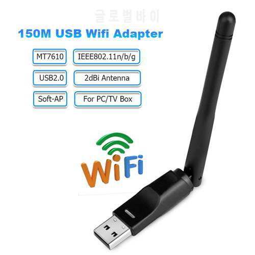 MT7610 USB Wifi Antenna Adapter 150Mbps 2dBi Wifi Antenna Adapter Wireless Network Card for Desktop Laptop TV Box Shipping