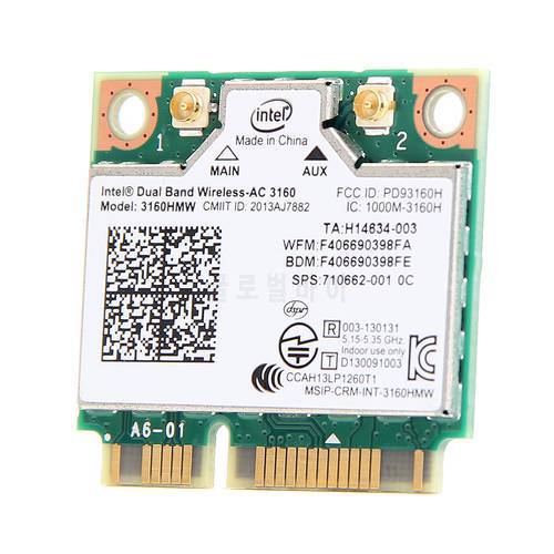 Dual Band Mini PCI-e Wifi 3160HMW 802.11ac Wireless Bluetooth Laptop Card 2.4ghz 5Ghz For Intel 3160 Wireless-AC Wlan + BT 4.0