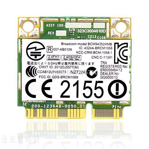 Dual Band Wireless-AC Broadcom BCM94352HMB DW 1550 1200Mbps Bluetooth BT 4.0 Half Mini PCI-E Wifi Wlan 802.11ac Card