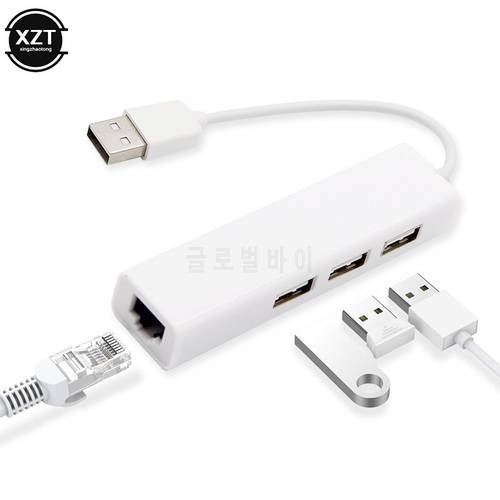 USB Ethernet USB to RJ45 Lan for Ethernet Adapter Network Card 10/100 Mbps Wired External with 3 Ports USB 2.0 Hub for Laptop PC