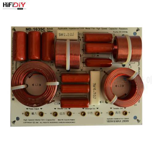 HIFIDIY LIVE 1635 3 Way 3 speaker Unit (tweeter + mid +bass )HiFi Speakers audio Frequency Divider Crossover Filters