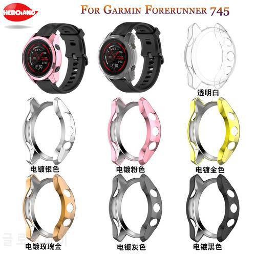 TPU Plating Soft Silicone Watch Case For Garmin Forerunner 745 Smart Watch Replacement Protective Shell For Garmin745 Case