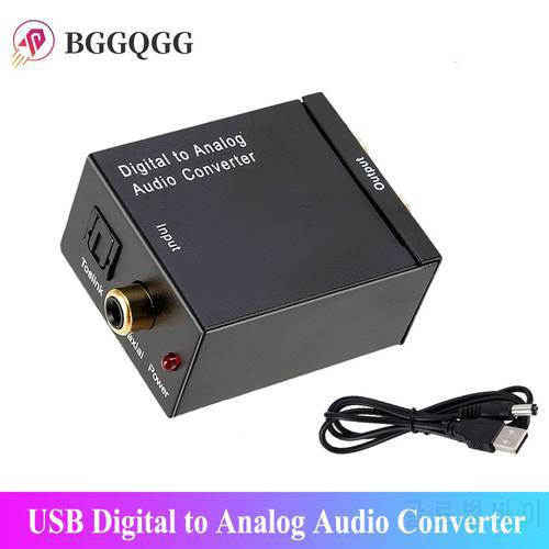 BGGQGG Usb DAC Digital To Analog Audio Converter Optical Digital Stereo Audio SPDIF Coaxial To Analog Adapter Aamplifier RCA R/L