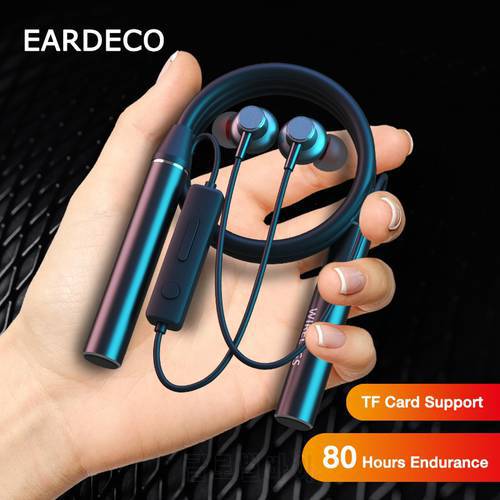 EARDECO 100 Hour Endurance Bluetooth Headphone Bass Wireless Headphones with Mic Stereo Neckband Earphones Sport Headset TF Card