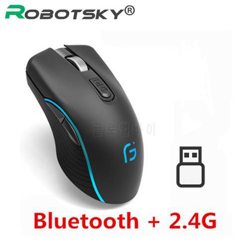 Wireless Mouse Bluetooth 4.0 +2.4Ghz Rechargeable Mouse Dual Mode Mouse 2400DPI Optical Gaming Mouse Gamer Mice for PC Laptop