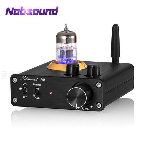 Nobsound Mini Bluetooth 5.0 Vacuum Tube Amplifier Stereo Receiver Desktop Audio Amp with Treble Bass Control APTX-LL 50W+50W