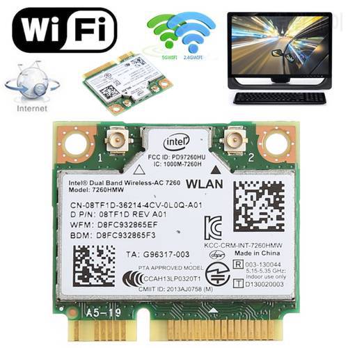 876M Dual Band 2.4+5G Bluetooth-compatible V4.0 Wifi Wireless Mini PCI-Express Card For Intel 7260 AC DELL 7260HMW CN-08TF1D