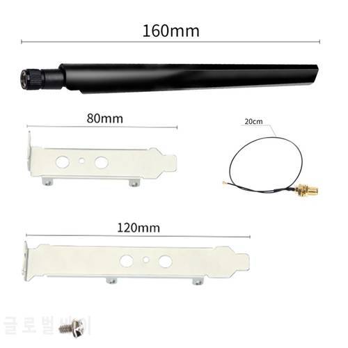 2x6DBi RP-SMA External Antenna Set With IPEX MHF4 Extension Cable 2.4GHz 5GHz Dual Band For M.2 Wifi Card Intel AX200 AX210