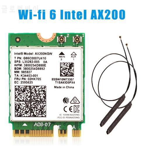 WiFi 6 Dual Band 3000Mbps Wireless Card For Intel AX200 M.2 Bluetooth 5.0 2.4G/5Ghz 802.11ac/ax AX200NGW Wi-fi Adapter Antenna