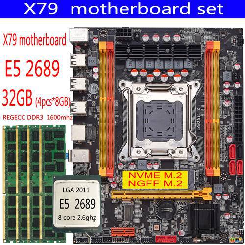 X79 Motherboard Set With LGA2011 Combos Xeon E5 2689 CPU 4pcs x 8GB = 32GB Memory DDR3 RAM Radiator 1600Mhz PC3 12800R