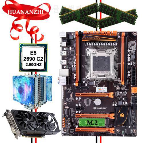 HUANANZHI deluxe X79 gaming motherboard with M.2 slot cheap motherboard CPU Xeon E5 2690 RAM 64G video card GTX1050ti 4G