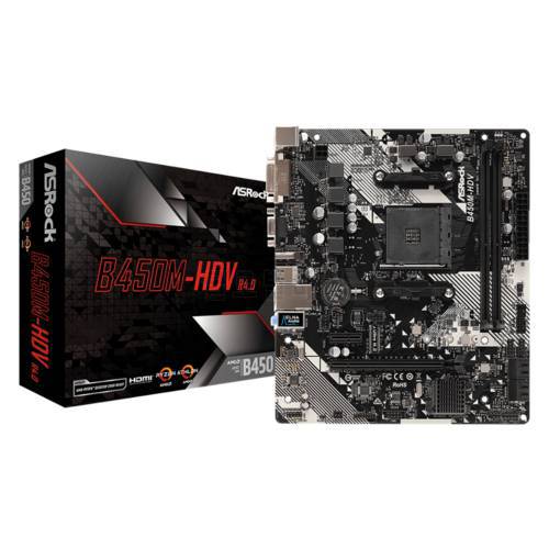 ASRock Super Alloy B450M-HDV Desktop Motherboard B450 Socket AM4 DDR4 32G SATA3, 1 Ultra M.2 USB 3.1 VGA HDMI Micro-ATX