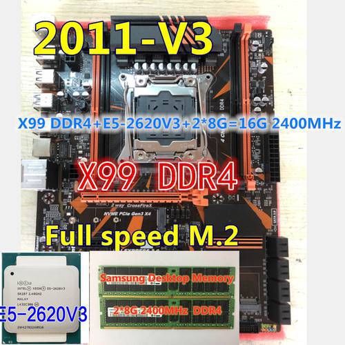 Jsfffl x99 conjunto com xeon e5 2620 v3 LGA2011-3 cpu 2 pçs x 8gb = 16gb 2400mhz ddr4 memória
