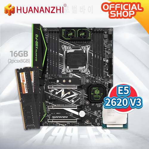 HUANANZHI X99 F8 X99 Motherboard with Intel XEON E5 2620 v3 with 2*8G DDR4 NON-ECC memory combo kit set NVME SATA USB 3.0