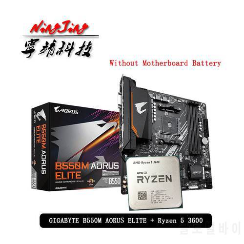 AMD Ryzen 5 3600 R5 3600 CPU + GA B550M AORUS ELITE Motherboard Suit Socket AM4 All new but without cooler