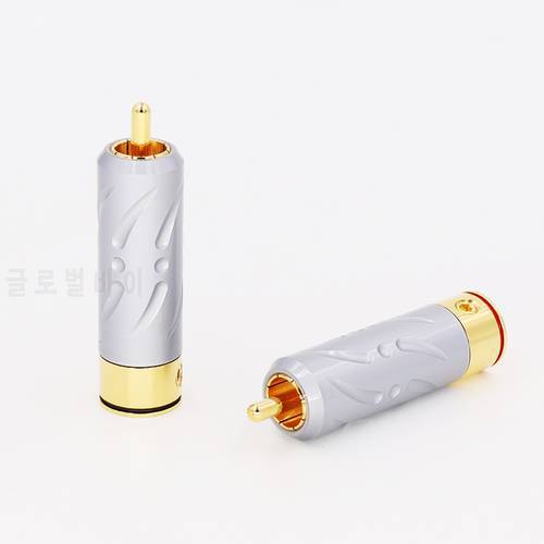 4Pieces High Quality VR109G Pure Copper Gold Plated RCA Plug Connector hifi Audio RCA Plug connector audiophile cable Plug