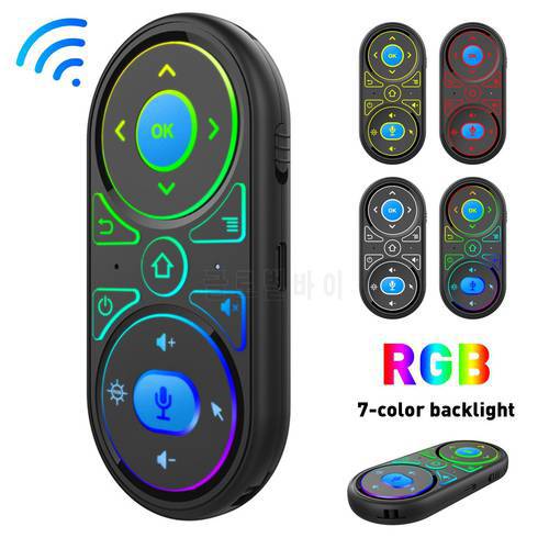 2021 New G-11 2.4G Wireless Remote Controller Air Mouse RGB Backlit Google Voice Search Rechargeable Wireless Remote Control