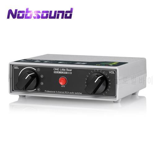 Nobsound Portable 4-way Analog RCA Stereo Audio Switcher Volume Control Passive Preamp Splitter Box for DVD STB Game Console