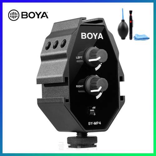 BOYA BY-MP4 2-channel Audio Adapter with Mono and Stereo Switch for iPhone 8 Canon Nikon DSLR Camera Sony Panasonic Camcorder