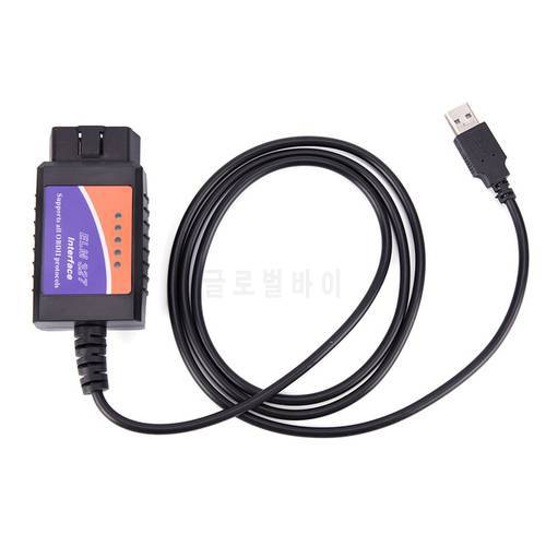 High Quality ELM327 USB Black Cable OBD2 Car Diagnostics Scanner for Windows PC Computer