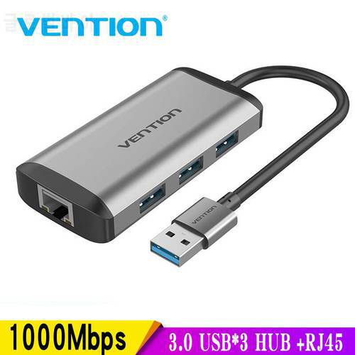 Vention USB 3.0 Hub 3 High Speed USB3.0 to RJ45 Ethernet Adapter USB Splitter 1000Mbps Network Card for Macbook Laptop PC Tablet