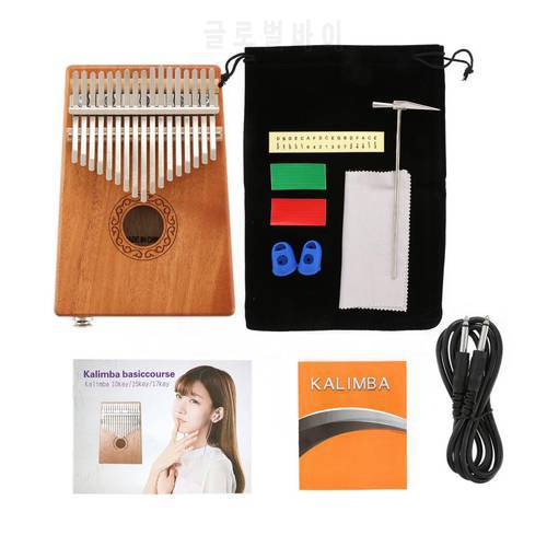 17 Key Kalimba Acacia Wood Thumb Finger Piano Link Speaker Electric Pickup with Bag Cable Calimba Play Wooden Musical Instrument