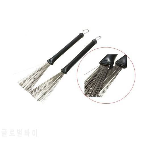 2x Retractable Loop End Drum Brush Drumsticks Rock Jazz Retractable Wire Brushes Jazz Drum Sticks With Smooth Rubber Handle