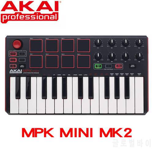 Akai professional MPK Mini MK3 MKII MINI PLAY- 25 key ultra portable USB MIDI drum pad and keyboard controller