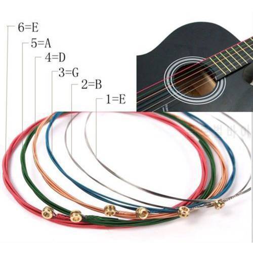 6pcs / set color guitar strings E-A steel strings for folk guitar classic guitar multicolor