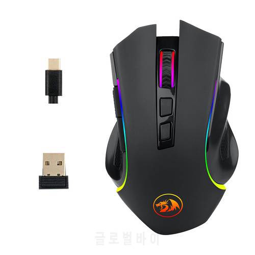 Redragon M602KS Wireless Gaming Mouse LED RGB Backlit MMO 8 Programmable Buttons Mouse Macro Recording Side Buttons For Windows
