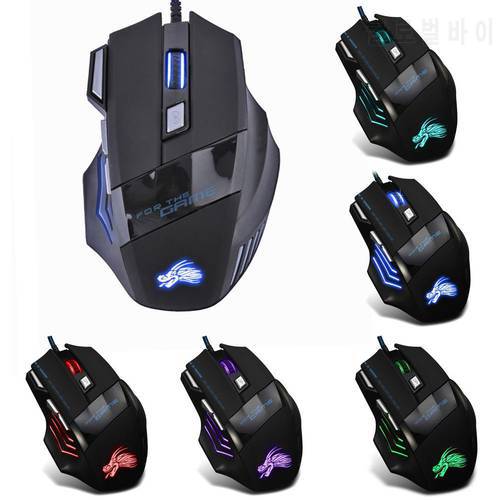 USB Wired Gaming Mouse 5500DPI Adjustable 7 Buttons LED Backlit Professional Gamer Mice Ergonomic Computer Mouse for PC Laptop