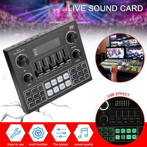 V9 Audio Studio Sound Card 3.5mm Microphone Headset Live Broadcast Bluetooth-compatible Sound Adapter for Phone Computer Tablets