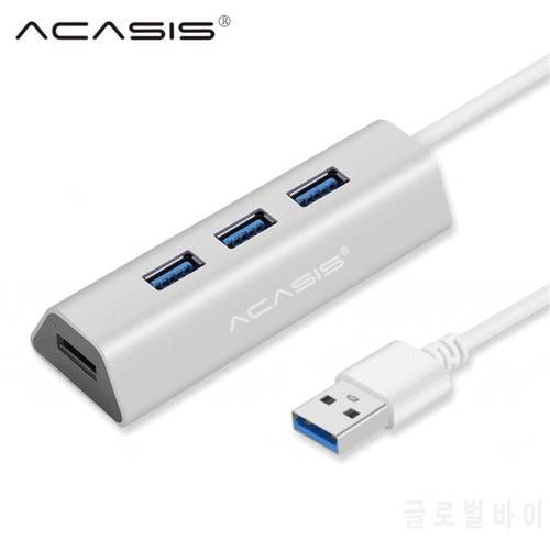 Acasis High Speed Multi USB 3.0 Hub 4 Port Hub USB 3,0 with Power Adapter for PC Computer Accessories Aluminum USB Splitter25