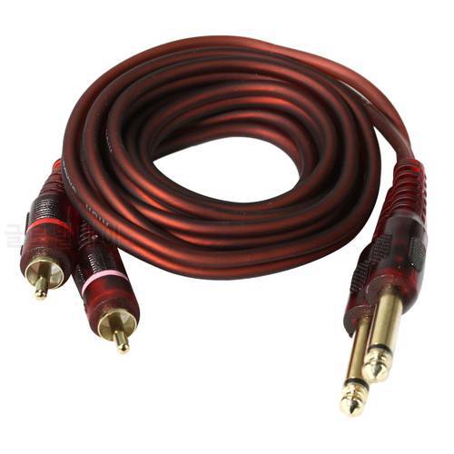 RCA to 1/4 Cable, Quarter inch to RCA (2 x 6.35mm Stereo to 2 RCA) Audio Y